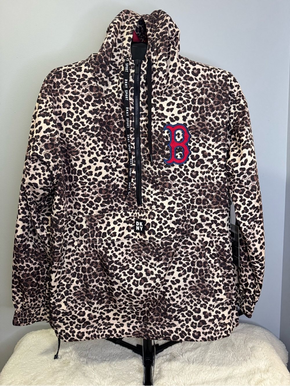 DKNY Sport- Women’s Leopard Print Quarter Zip Jacket - small